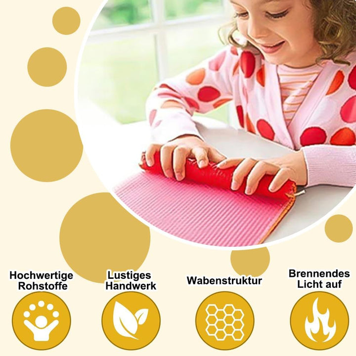 YNNHUDEEP Bienenwachs-Kerzenherstellungsset für Kinder,Bienenwachsplatten für Kerzen,24 Stück Farben