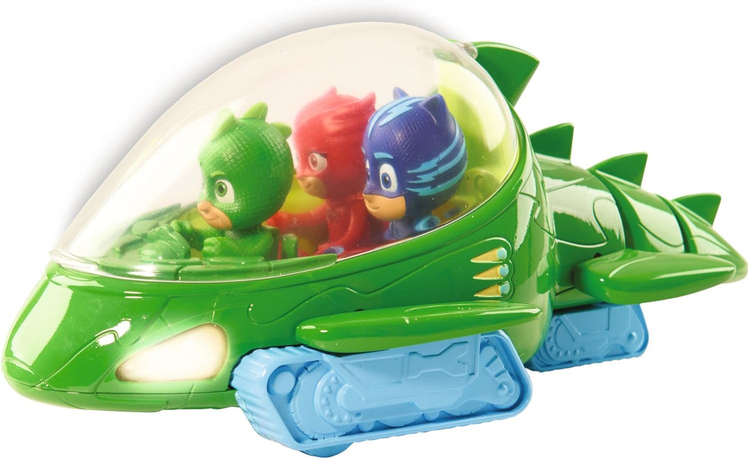 Simba 109402152 - PJ Masks Deluxe Geckomobil, Licht und Sound, 27cm, mit Spielfigur 8cm, Schwanz und