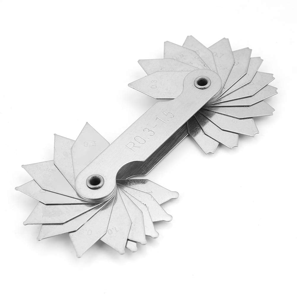 Radius-Messgeräte, 4Pcs Radius-Rundungsmesser Edelstahl-konkaves konvexes Messwerkzeug R0.3-1.5 / R1