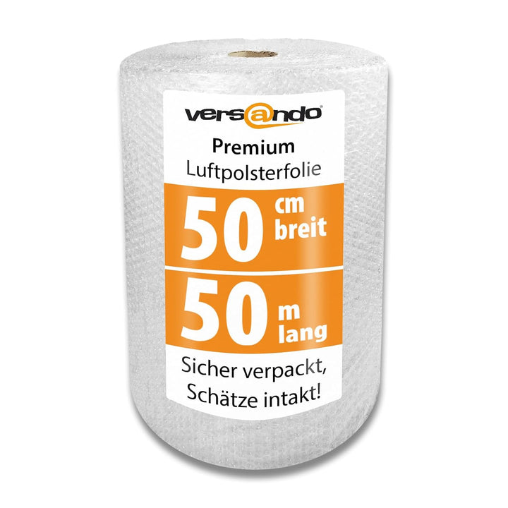 versando Premium Luftpolsterfolie 50m x 0,5m Versand, Verpackung, Umzug Noppenfolie Bubble Wrap LPF