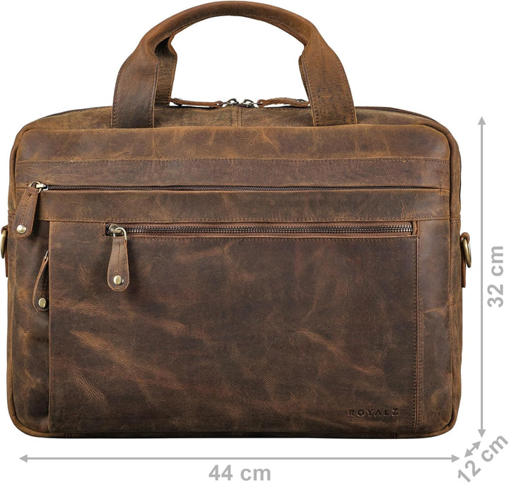 ROYALZ 'Boston' Umhängetasche Herren Leder gross 15,6 Zoll Laptoptasche Messenger Bag Männer Lederta