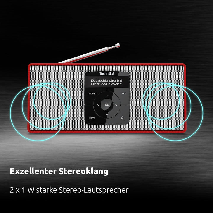 TechniSat DIGITRADIO 2 S - Tragbares DAB Stereo-Radio mit Akku (DAB+, UKW, Bluetooth Audiostreaming,
