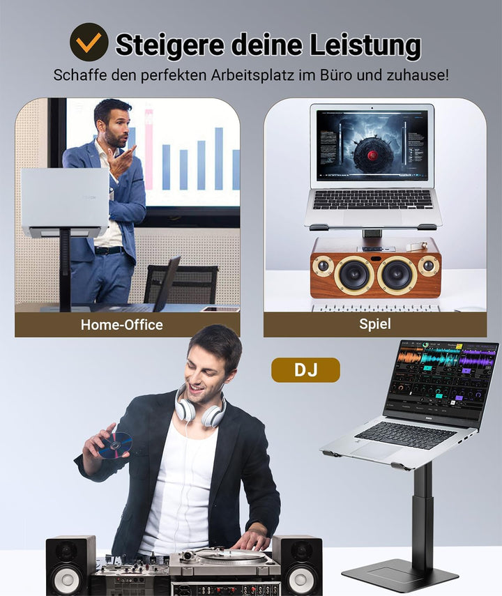 supamir Laptop Ständer Höhenverstellbar, Laptopständer für Schreibtisch, Stehen möglich, DJ Laptop S