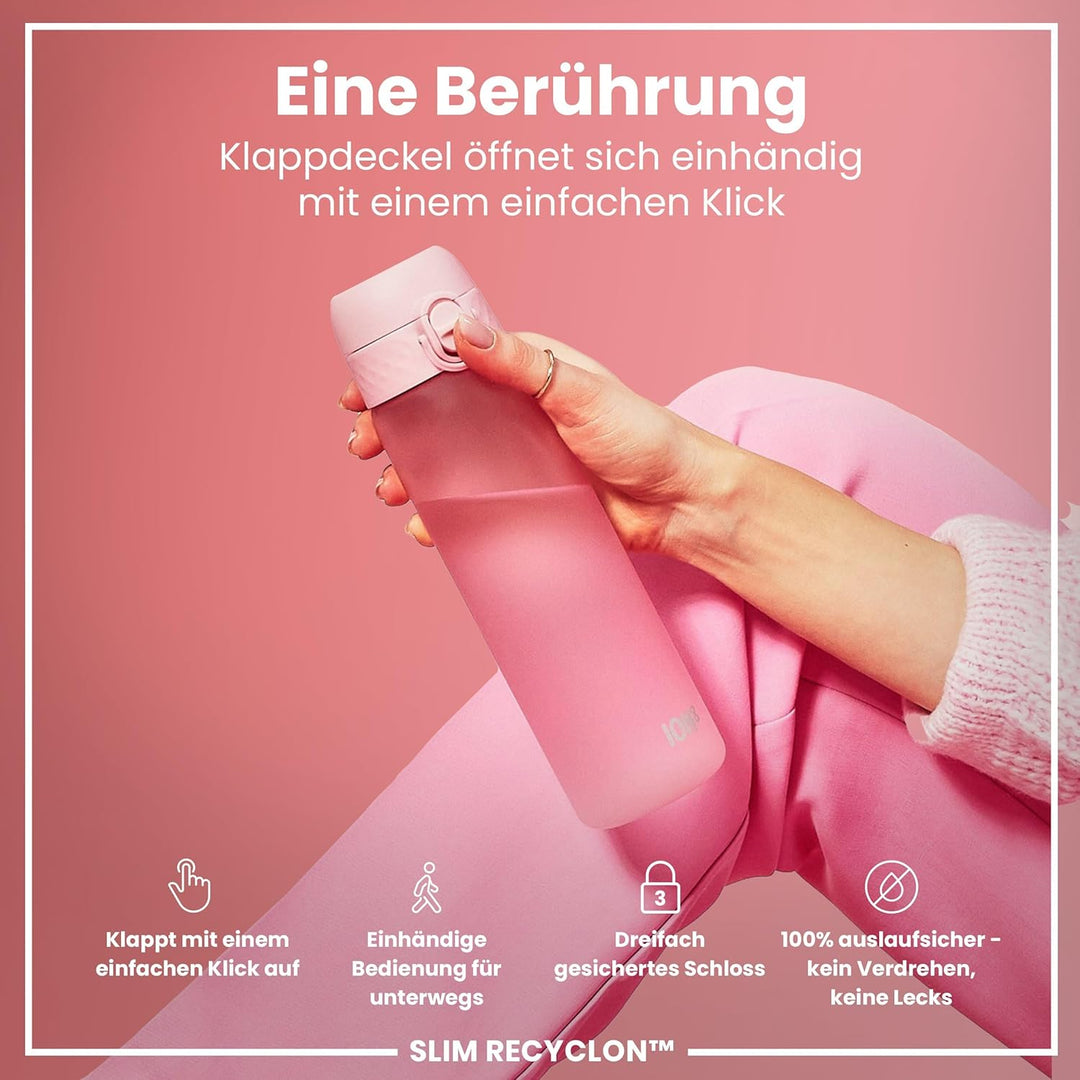 ion8 Trinkflasche, 500 ml, Auslaufsicher, Einhandöffnung, Sichere Verriegelung, Spülmaschinenfest, B
