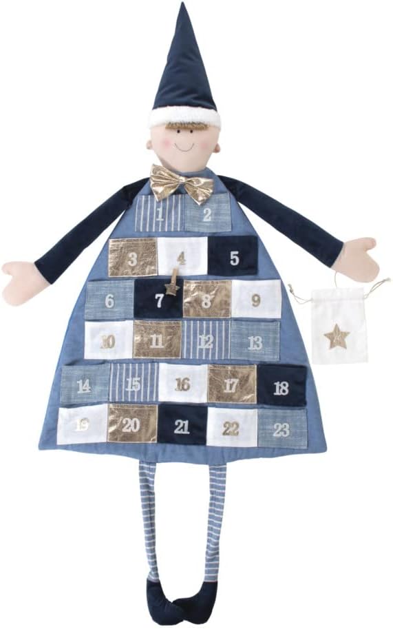 Rayher 46455376 Adventskalender zum Befüllen, Stoff, royalblau, 118 x 53 cm, Adventskalender Kinder,