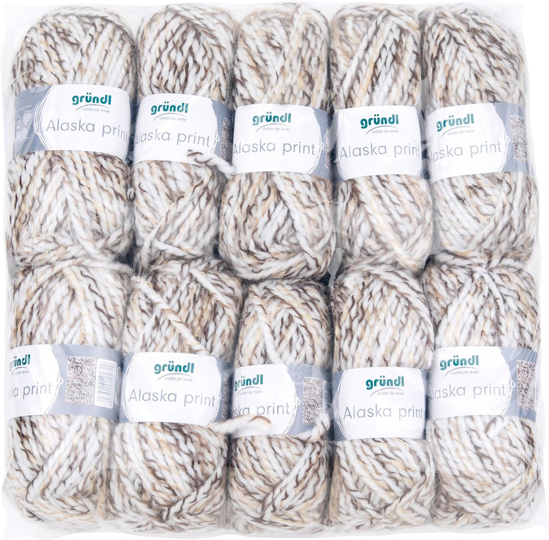 Gründl Alaska print (Strick- und Häkelgarn mit wollartigem Charakter aus 80 % Polyacryl und 20 % Wol