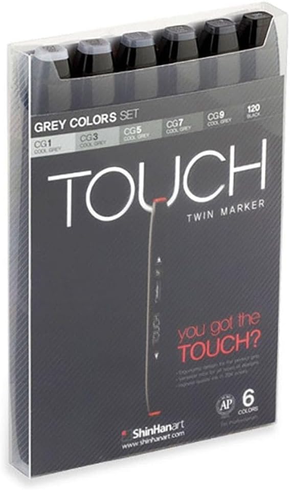 Shinhan Art New Touch Twin, Grautöne, 6er-Set