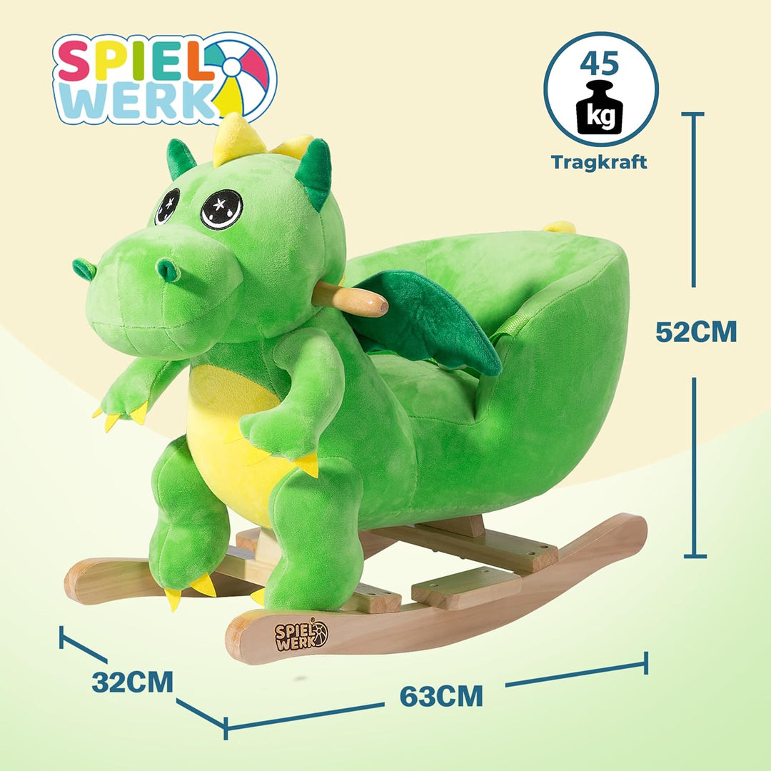 DEUBA® Schaukeldino Schaukeltier Plüsch Schaukel Wippe Pferd Kinder Baby Spielzeug Sound-Geräusche i