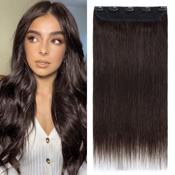 Silk-co Clip in Extension Echthaar Haarteile Echthaar 1Pc 5Clips Haarverlängerung 7A Human Hair Weic