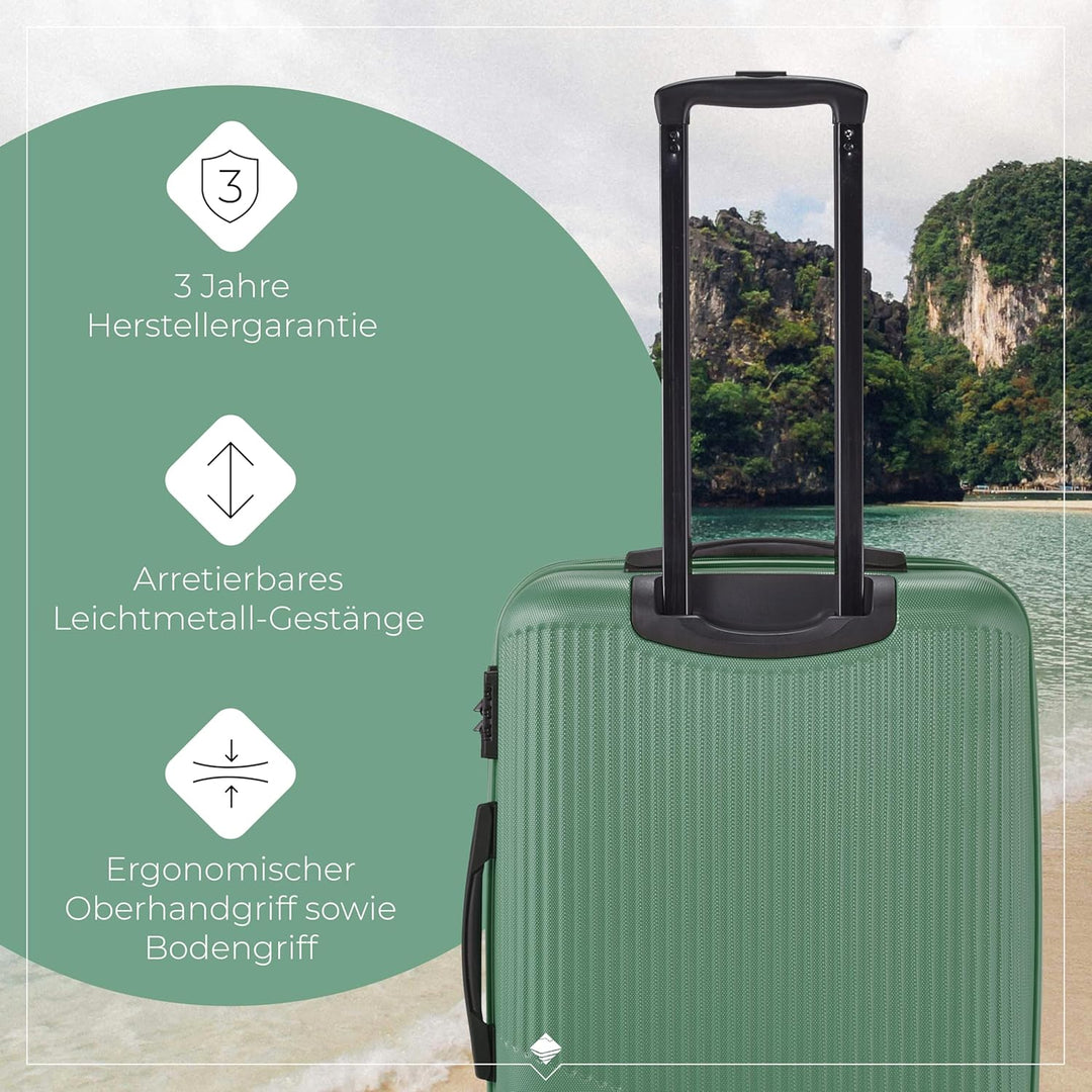 travelite 4-Rad Koffer Set 3 teilig Grössen L/M/S, Gepäck Serie BALI: ABS Hartschalen Trolleys mit T