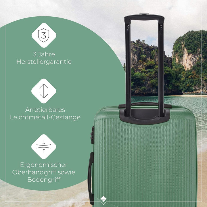 travelite 4-Rad Koffer Set 3 teilig Grössen L/M/S, Gepäck Serie BALI: ABS Hartschalen Trolleys mit T