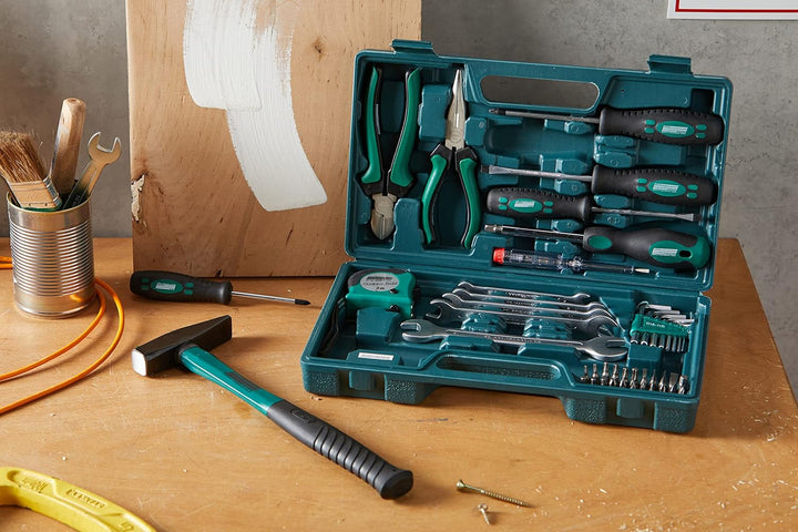 Brüder Mannesmann Werkzeuge M29032 Werkzeugkoffer, 47-teilig, Grün (Matt), (L x B x H) 335 x 335 x 1