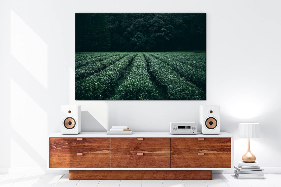 deyoli Tee Feld Format: 80x60 als Leinwandbild, Motiv fertig gerahmt auf Echtholzrahmen, Hochwertige