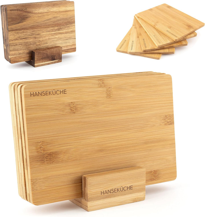 Hanseküche Schneidebrett Set – Hochwertige Schneidebretter – Holzbrett Küche gross mit Saftrille, Kü