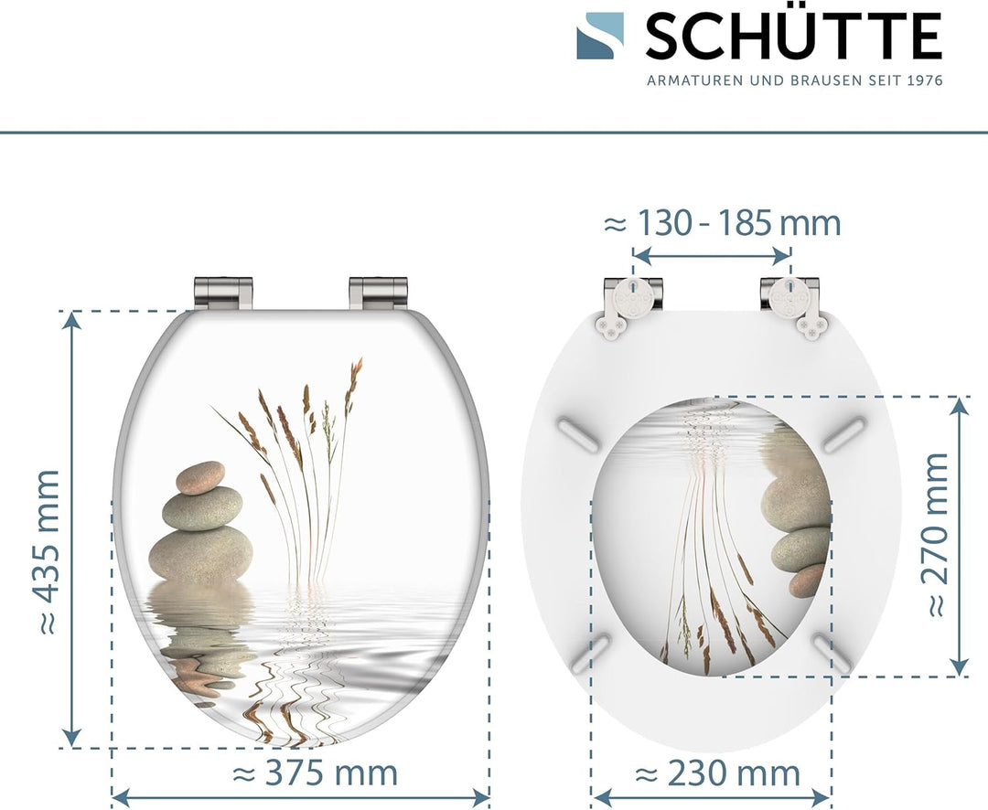 SCHÜTTE WC-Sitz WELLNESS mit Absenkautomatik aus Holz, Toilettensitz mit Klodeckel, Holzkern Toilett