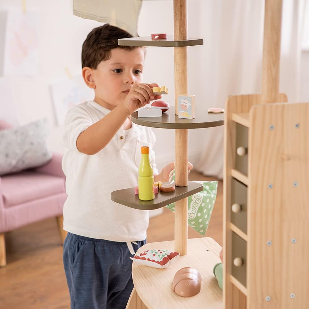 howa Kaufladen Marktstand Lucky aus Holz mit Markise und Tasche 47472
