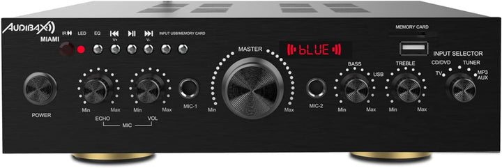 Audibax Miami Amplificador Karaoke Bluetooth 100W + 100W. Mando a distancia