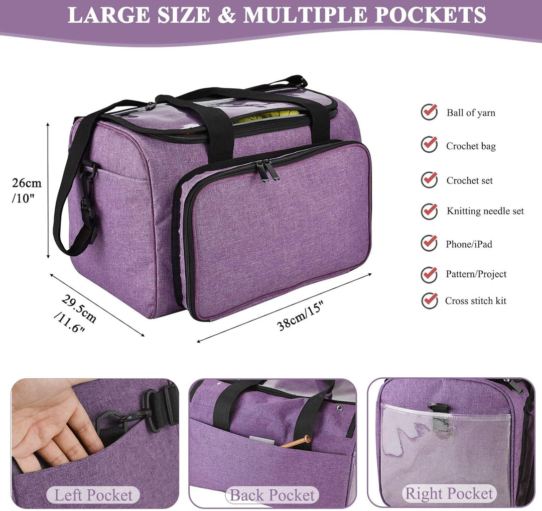 Coopay Garntasche, Basteltasche für Stricknadel-Set, Häkelset und Kreuzstich-Set zur Aufbewahrung, G