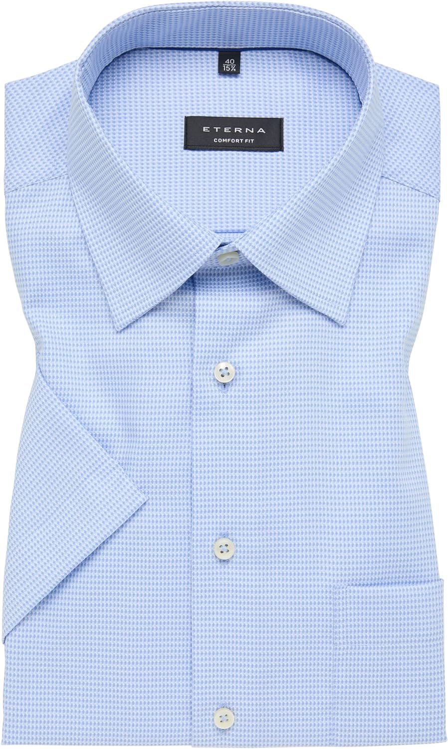 ETERNA Herren strukturiertes Baumwoll-Kurzarmhemd Comfort FIT 40 Hellblau, 40 Hellblau