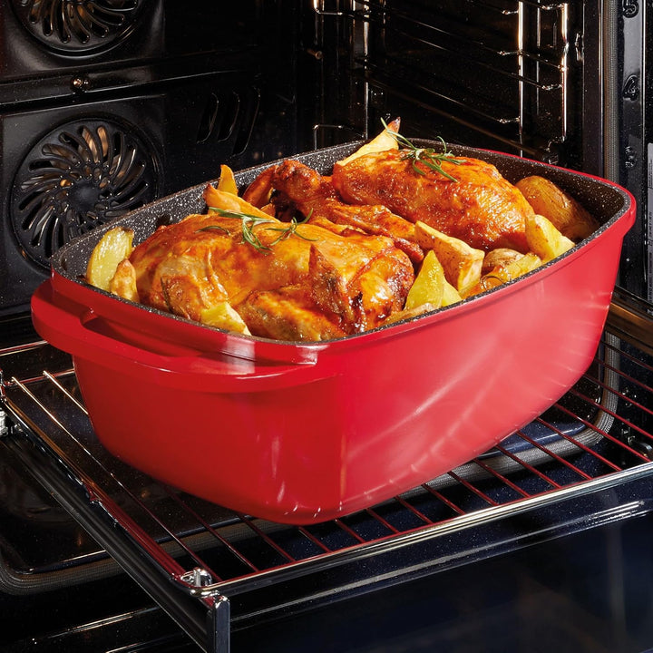 STONELINE Bräter Induktion 43 x 26 cm, 7,8 L, Bräter mit Deckel backofengeeignet, Deckel als Auflauf