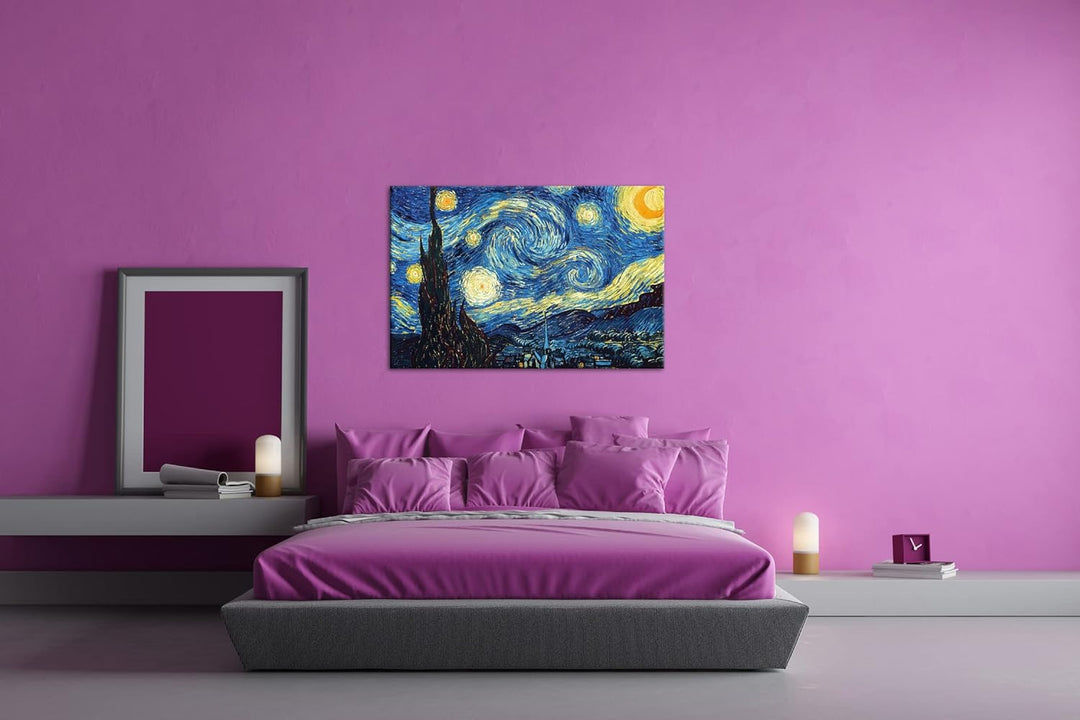 deyoli Sternenklarer Himmel Van Gogh Format: 120x80 als Leinwandbild, Motiv fertig gerahmt auf Echth