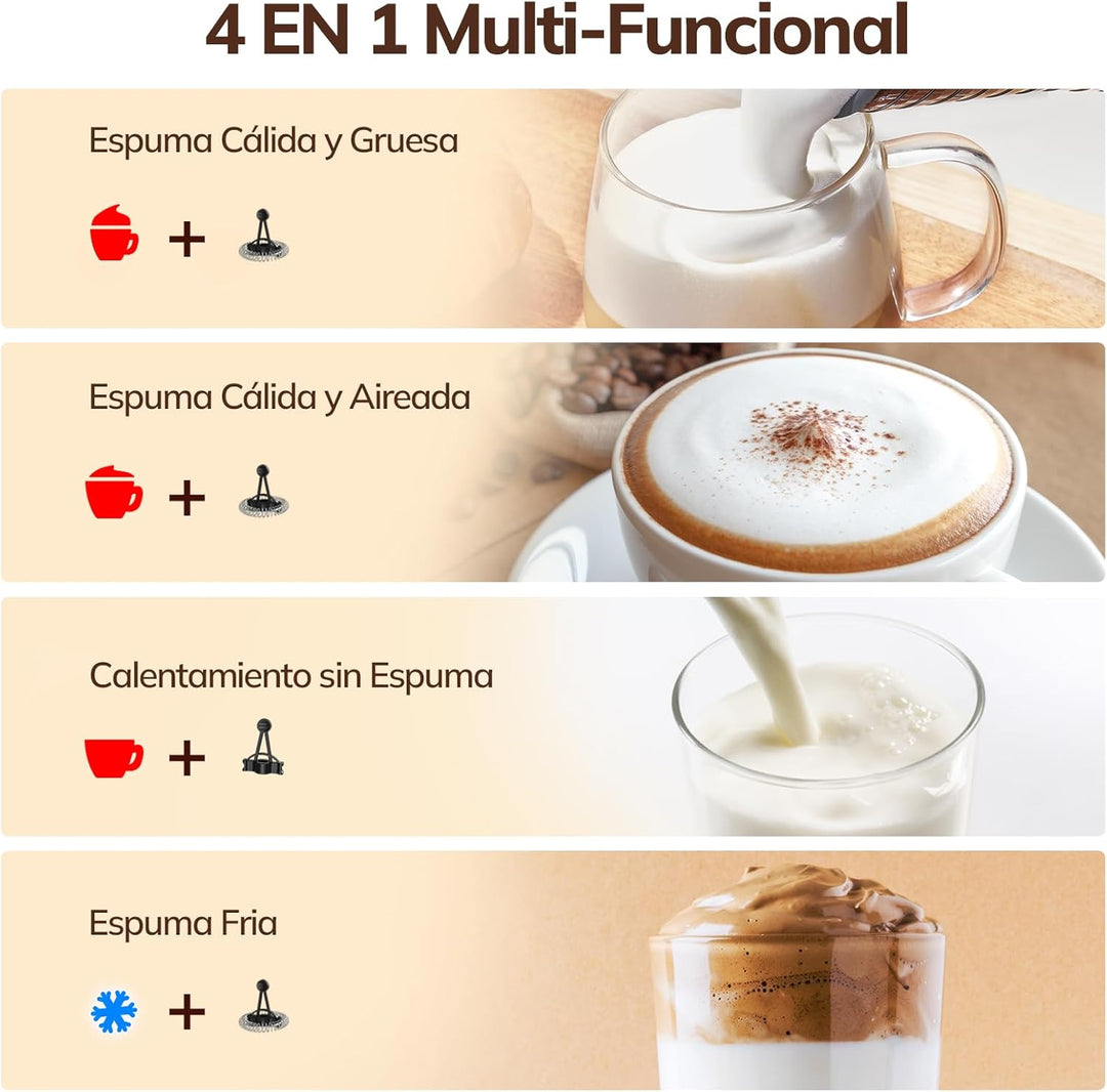 morpilot Milchaufschäumer Elektrisch 4-in-1, Milchschäumer für Heisser und Kalter Milchschaum Automa