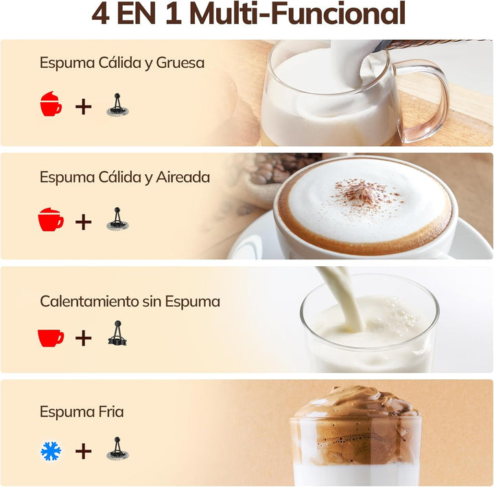 morpilot Milchaufschäumer Elektrisch 4-in-1, Milchschäumer für Heisser und Kalter Milchschaum Automa