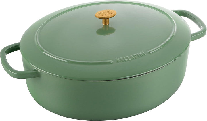 BALLARINI Bellamonte Auflaufform, Bräter, Dutch Oven, Emailliertes Gusseisen, Oval, 37cm, 9,0 L, Grü
