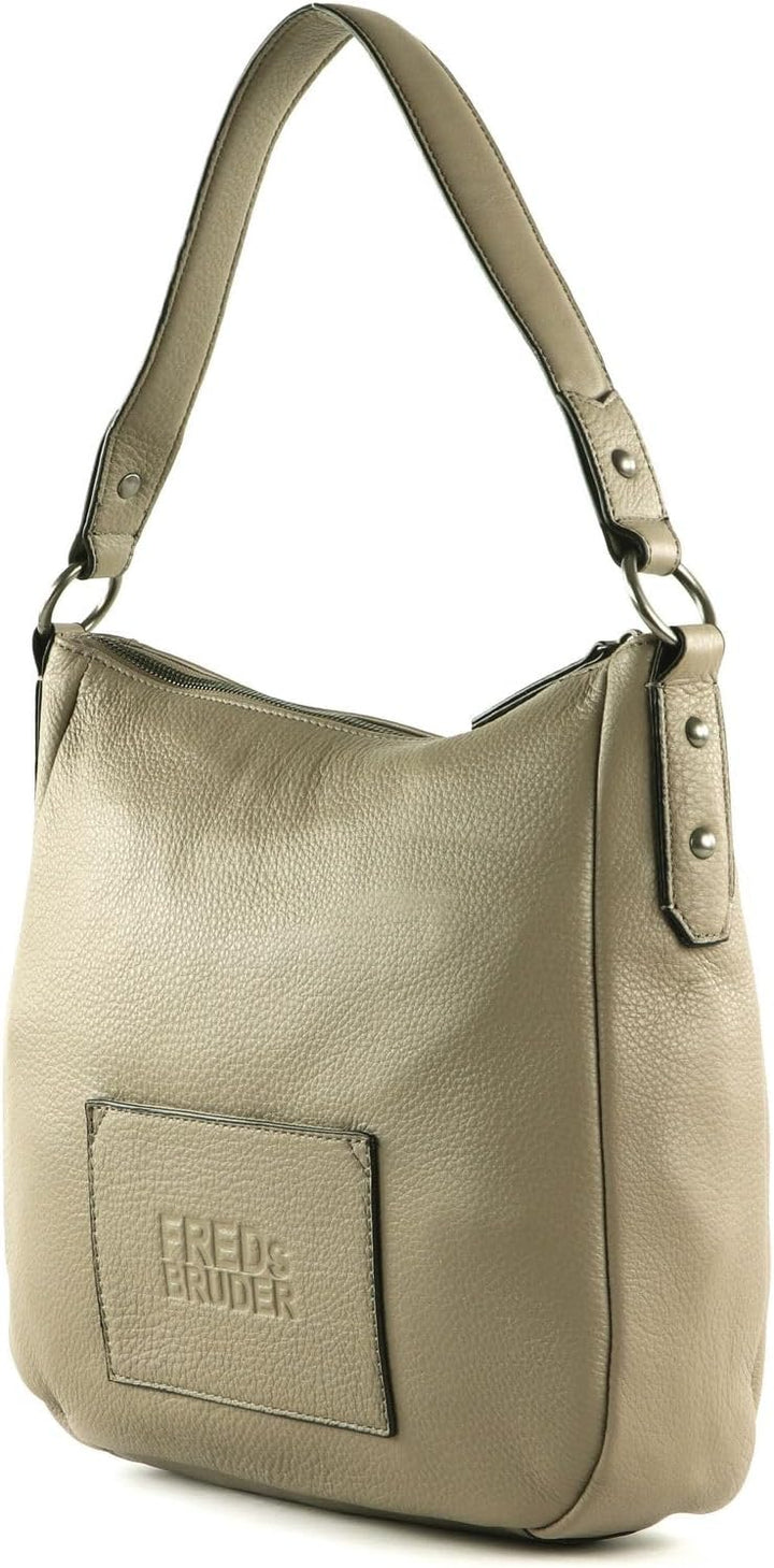 FREDsBRUDER Crilly Schultertasche Leder 28 cm Greige, Greige