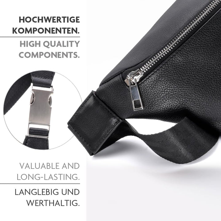 Fa.Volmer ® Bauchtasche/Gürteltasche/Hüfttasche in Echt-Leder für Damen und Herren | schwarz oder br