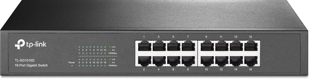 TP-Link TL-SG1016D 16-Port Gigabit Netzwerk Unmanaged Switch (Rackmount, 32Gbit/s Switching-Kapazitä