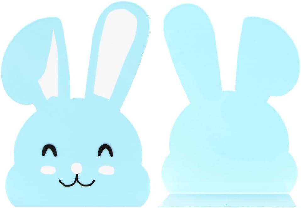 1 Paar niedliche Metall-Buchstützen, Cartoon-Tier-Hase, lange Ohren, rutschfest, Eisen, Buchstütze,