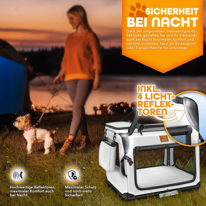 TRESKOยฎ Hundebox faltbar inkl. Leckmatte und Spatel S 50x34x34cm | Transportbox fรผr Hunde und Katzen