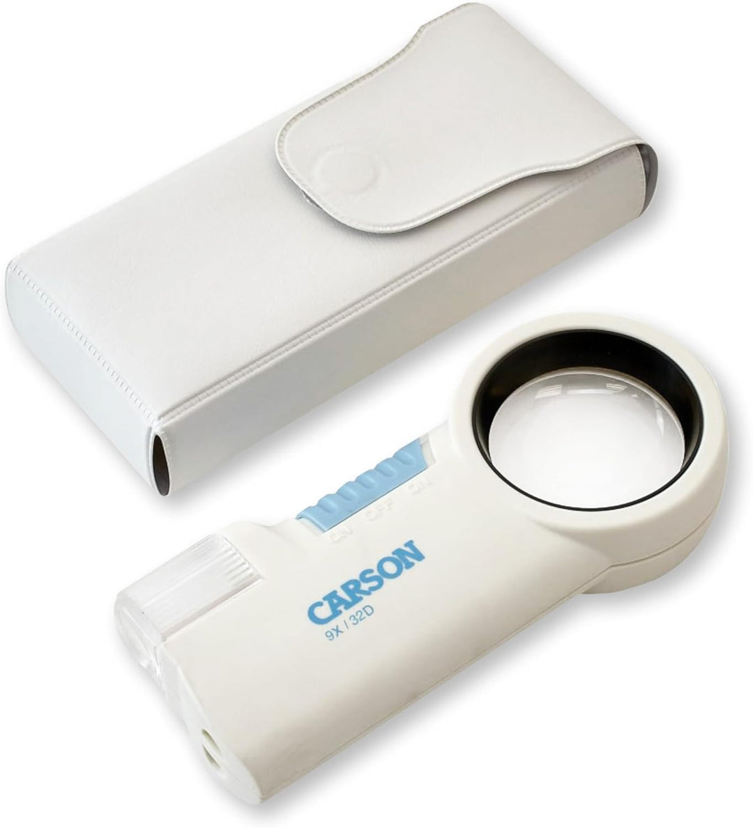 Carson MagniFlash asphärische 9x Lupe mit LED und Taschenlampenfunktion (CP-32) 9x LED-Lupe, 9x LED-