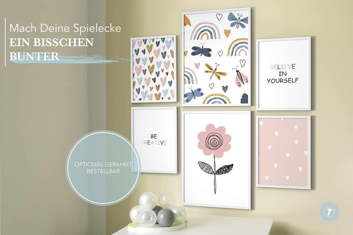 Papierschmiede® Bilder Kinderzimmer Kids Mood Poster Set Bunter Frühling, Kinderzimmer Bilder Babyz