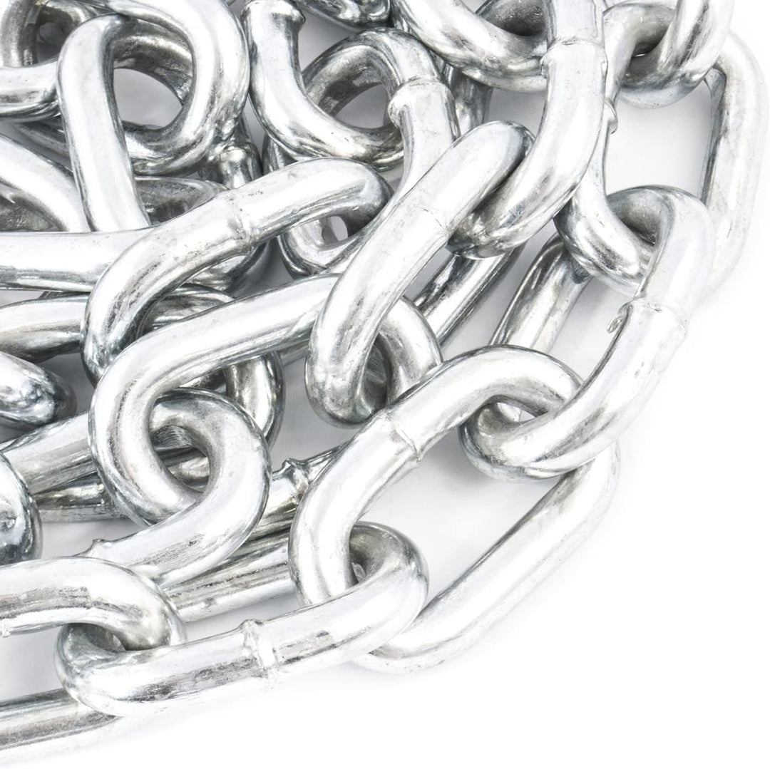 DQ-PP Stahlkette Stahl C15 | 5 mm | 15 m | Kurzgliedrig | Verzinkt | DIN 5685 | Absperrkette | Metal