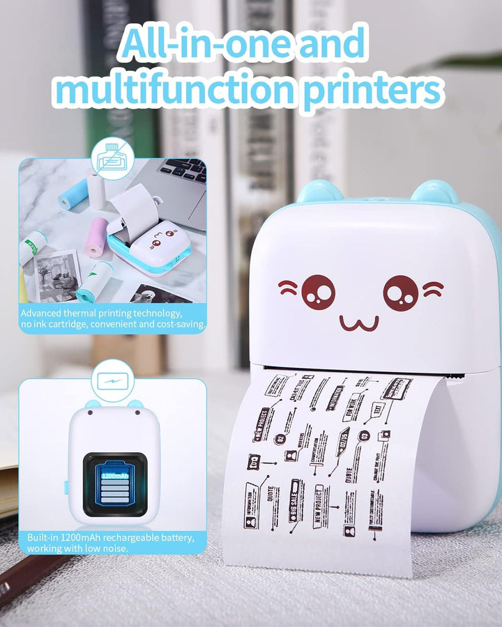 heuchaey Mini Drucker Mobiler Fotodrucker für Smartphone Tragbarer Mini Fotodrucker Wireless Fotodru