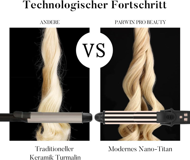 360° Rotierender Lockenstab Automatisch, PARWIN PRO BEAUTY Lockenstab Curling Iron 32mm, Nano-Titan-