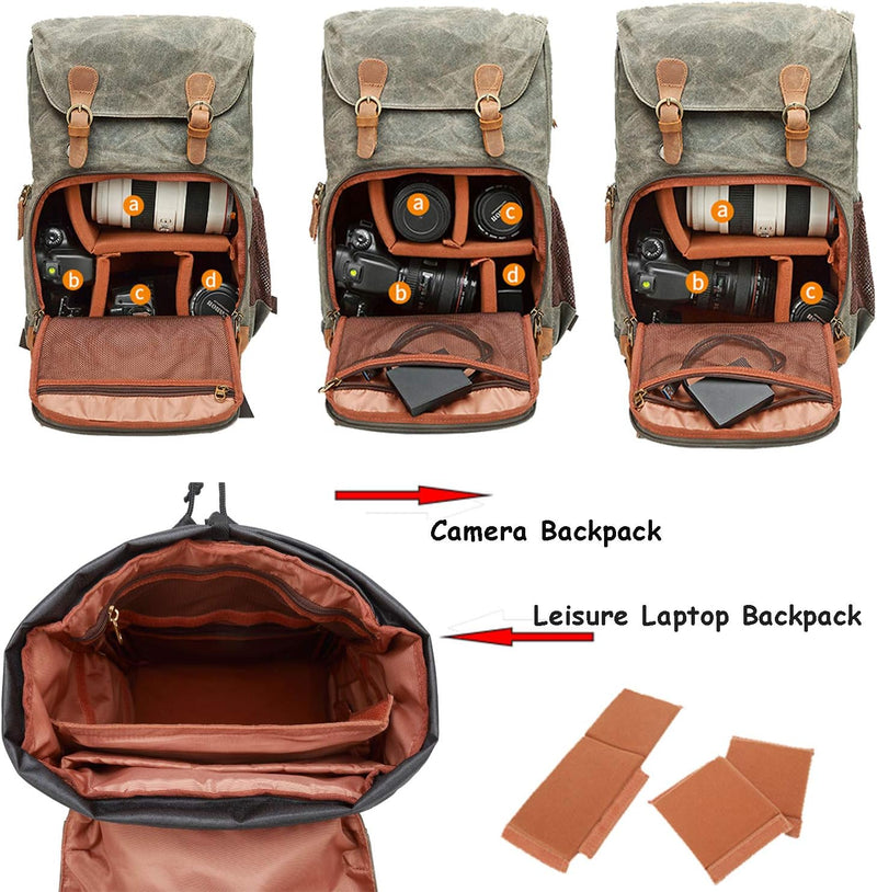 UBaymax Kamerarucksack mit Laptopfach,Spektiv DSLR Rucksack,Camera Backpack cCanvas,Fotorucksack Vin