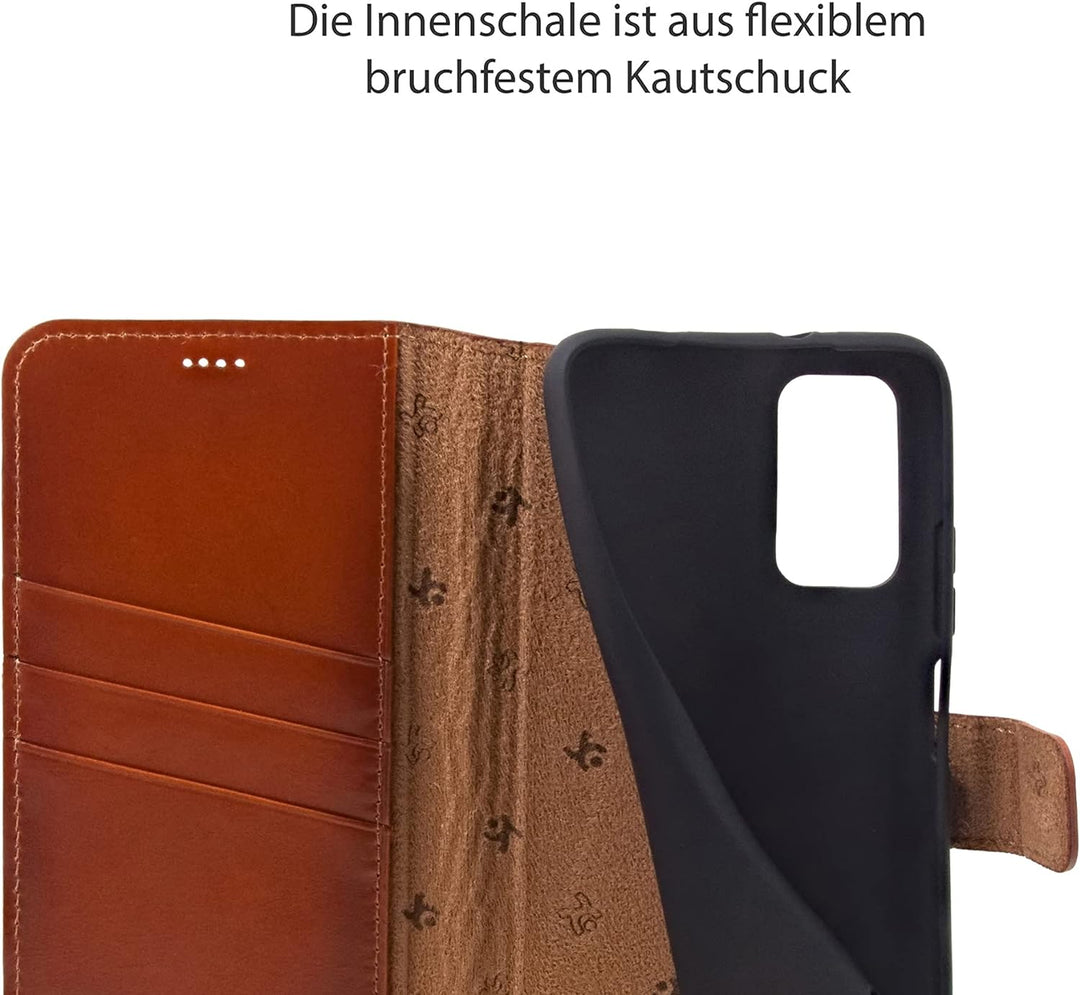 Suncase Book-Style Hülle kompatibel mit Xiaomi Poco M3 Leder Tasche (Slim-Fit) Lederhülle Handytasch