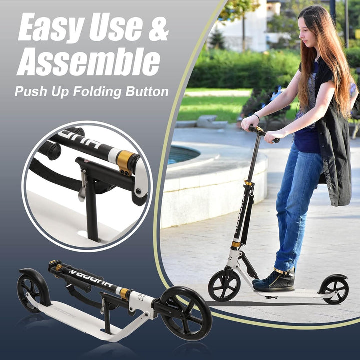 HUDORA BigWheel Style 230 Scooter - Stabiler Aluminium-Roller mit grosser Trittfläche - Höhenverstel