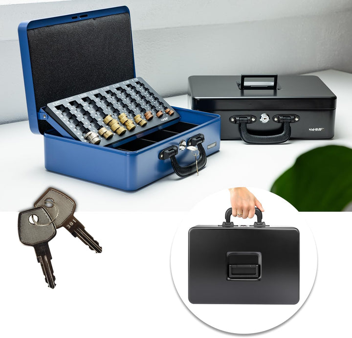 HMF 22037-02 Geldkassette Geldzählkassette 2 Tragegriffe, 36 x 25 x 11 cm, schwarz, Schwarz