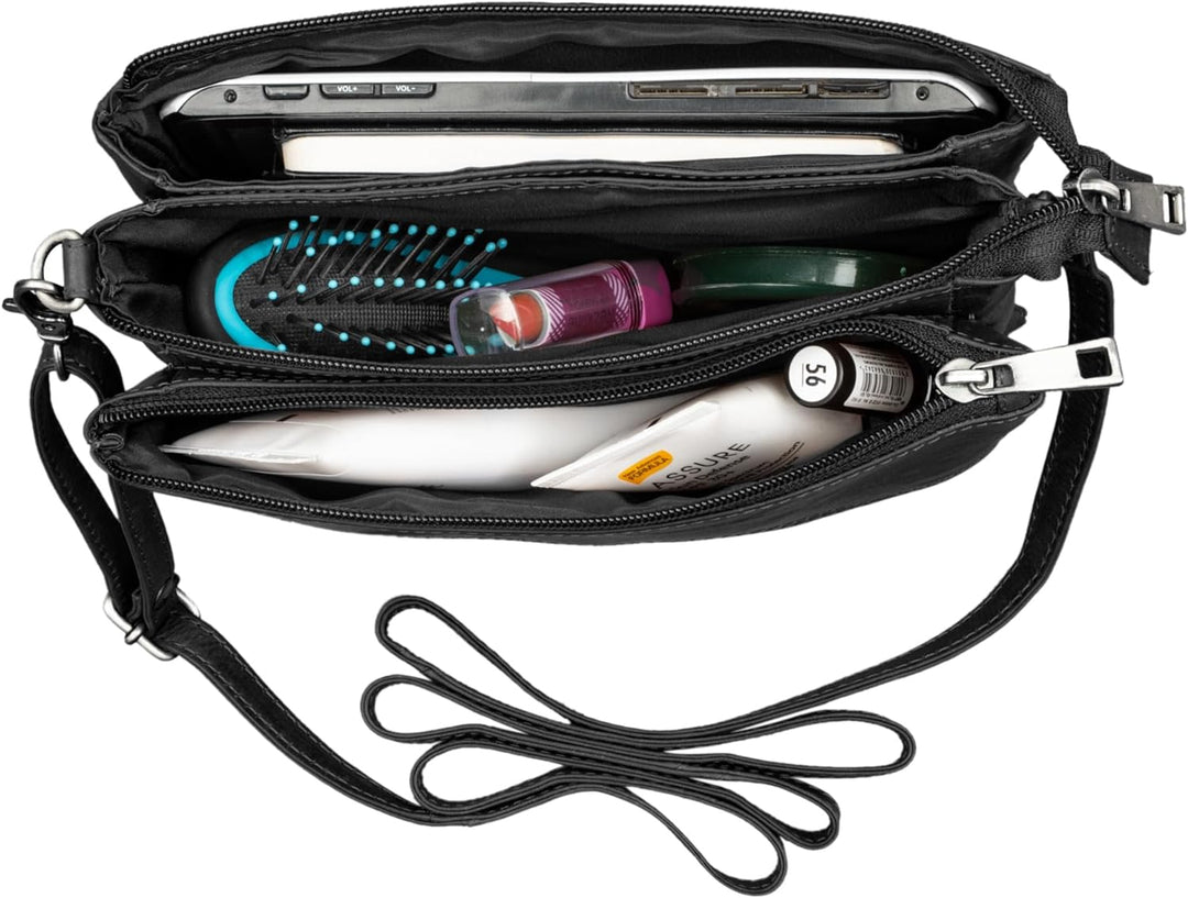 STILORD 'Merle' 3-in-1 Umhängetasche Handtasche Handgelenktasche Leder Elegante Damen Ledertasche mi