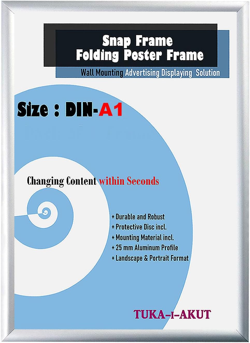 TUKA-i-AKUT 5er A1 Klapprahmen aus Aluminium 25 mm Profil, Plakatrahmen Wechselrahmen Poster Rahmen