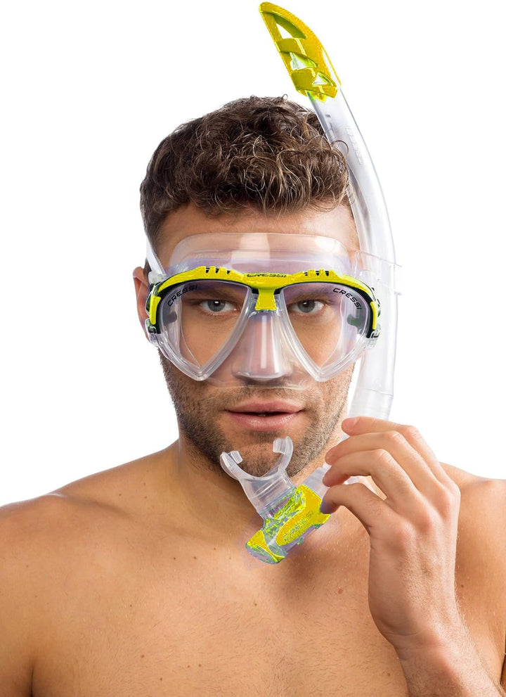 Cressi Schnorchelset Erwachsene Matrix Matrix & Gamma Klar/Gelb, Matrix & Gamma Klar/Gelb
