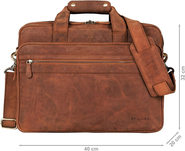 STILORD 'Leopold' XL Echtleder Aktentasche - der verbesserte Geheimtipp für Lehrerzimmer & Büro - Bu