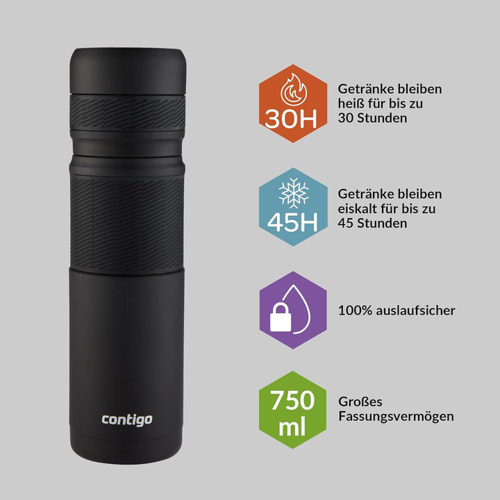 Contigo Thermoflasche Thermalock, Edelstahl Isolierbecher, Kaffebecher to go, auslaufsicher, spülmas