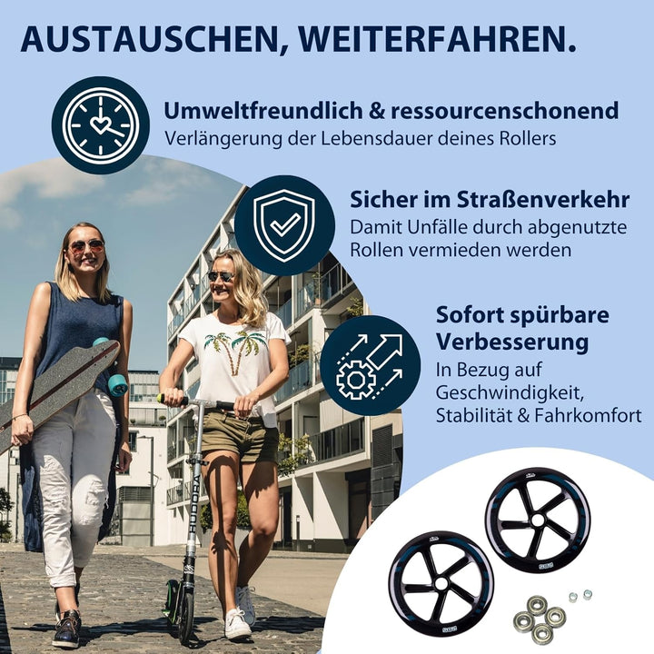 Hudora Unisex – Erwachsene Ersatzrollenset-3099710639 Ersatzrollenset, Schwarz, 205 mm