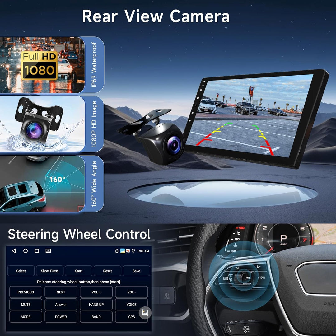 Hodozzy 4G+64G Doppel Din Android Autoradio mit Wireless Carplay und Android Auto,9 Zoll Touchscreen