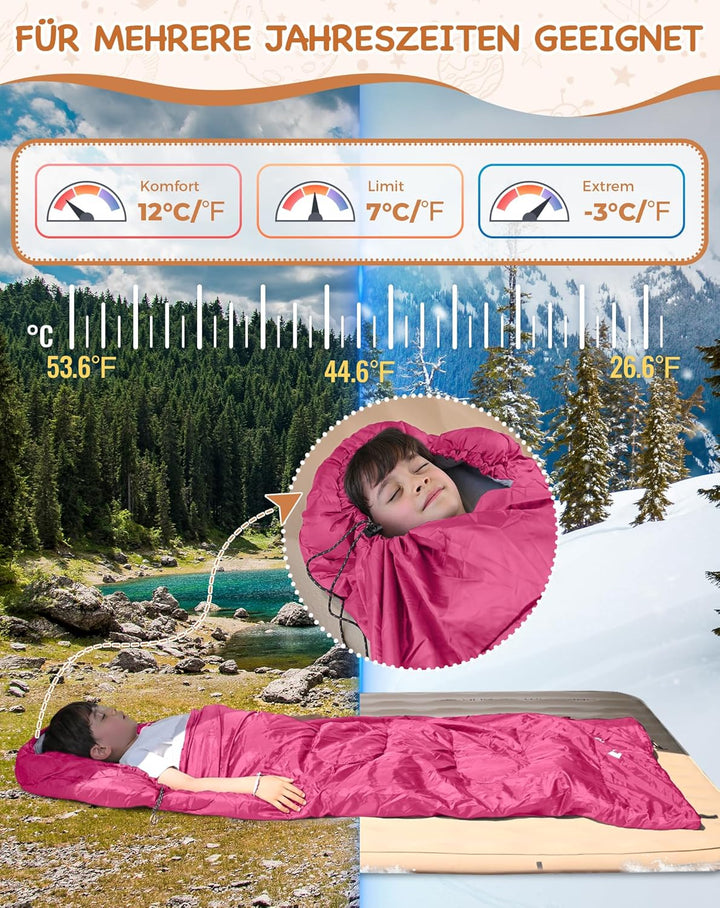 KingCamp Schlafsack Deckenschlafsack Camping Outddor 3-4 Jahreszeiten für Erwachsene Kinder Ultralei